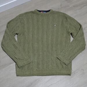 Chaps Men's Green Cable Knit Crew Neck Sweater Size Medium